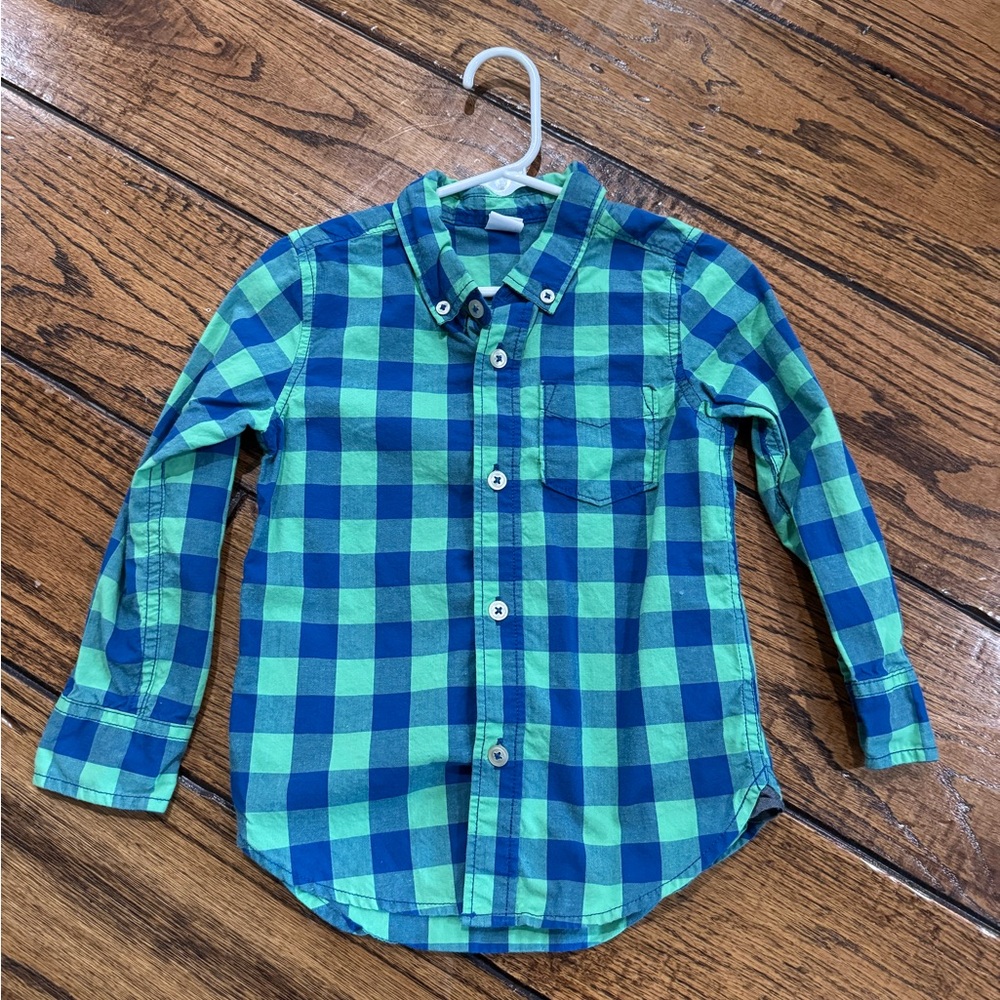 Baby Gap green/blue plaid Longsleeved button down Size 3T